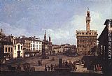 Piazza Paintings - The Piazza della Signoria in Florence by Bernardo Bellotto